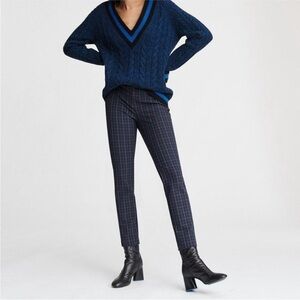 NEW rag & bone Simone Glen Plaid Blue& pink Ankle Cropped Pants sz 8